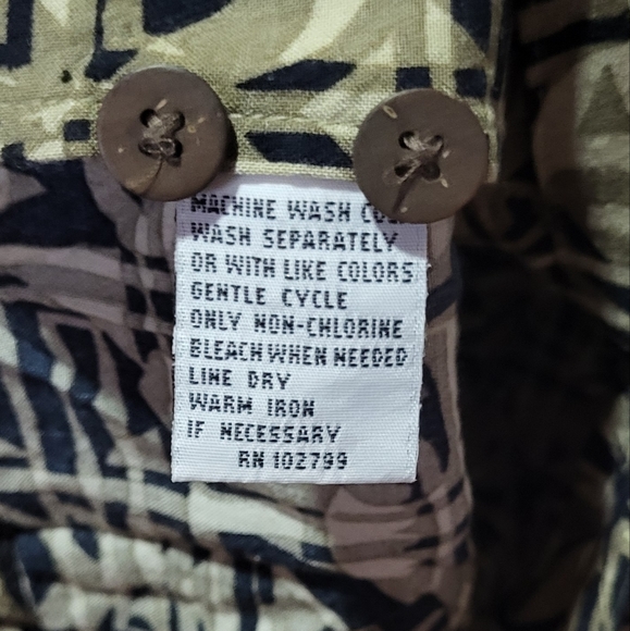 Ocean Pacific Men's Tan Floral Hawaiian Button Down Short Sleeve Shirt Size XL - Picture 6 of 6